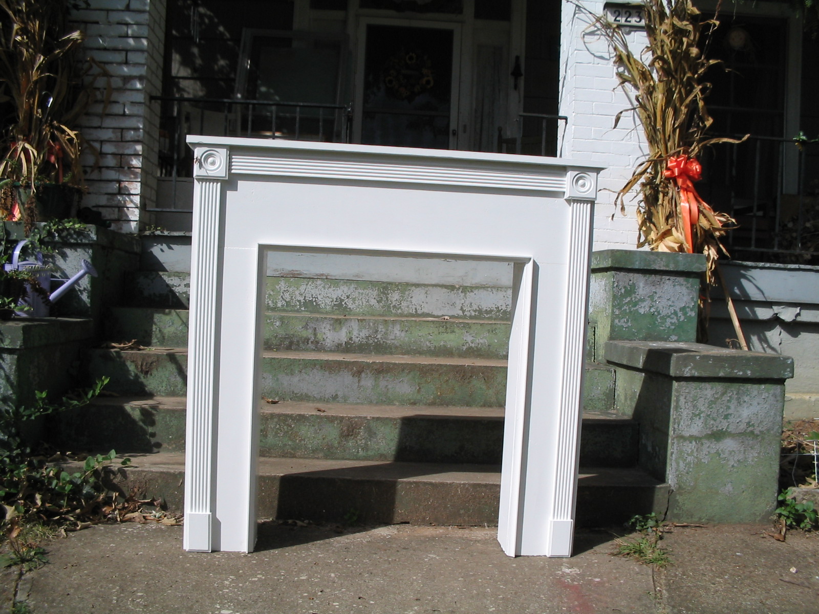 white painted pine mantel